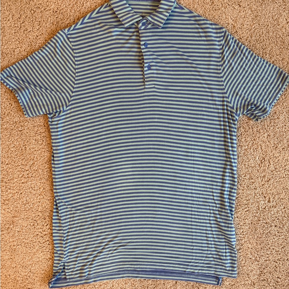 Head Gold Blue Striped Men's Polo Golf Shirt